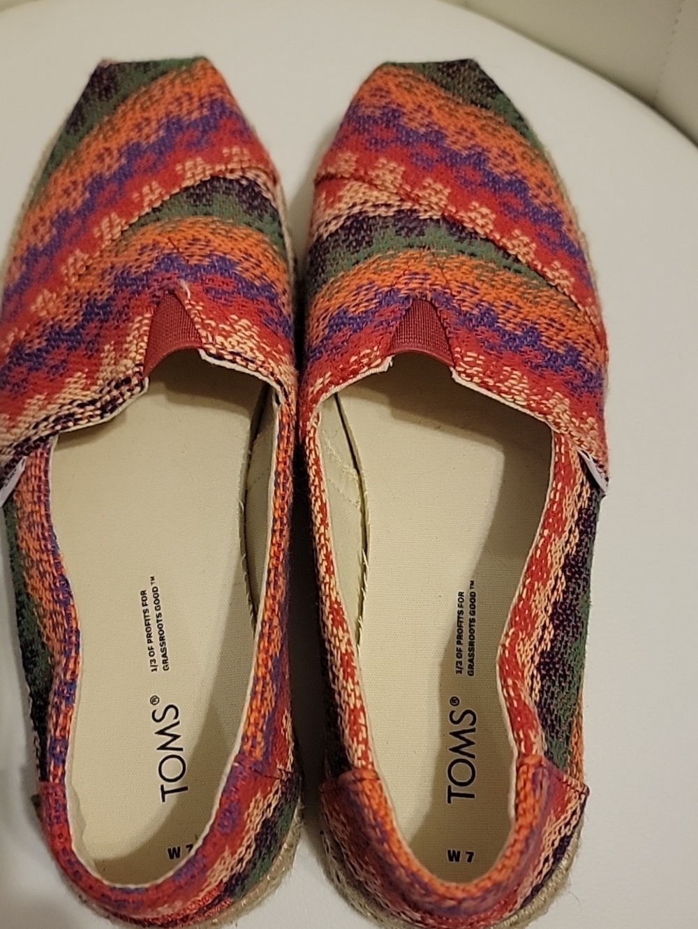 TOMS Women's Multicolor Knit Slip-On Espadrilles - Orange, Purple, Green, Red